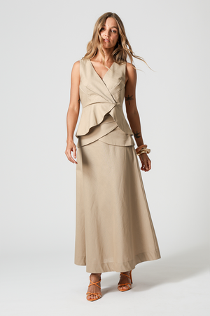 Saia Com Palas Sobrepostas - AREIA