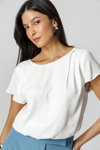 Blusa Balonê Com Pregas - OFF WHITE