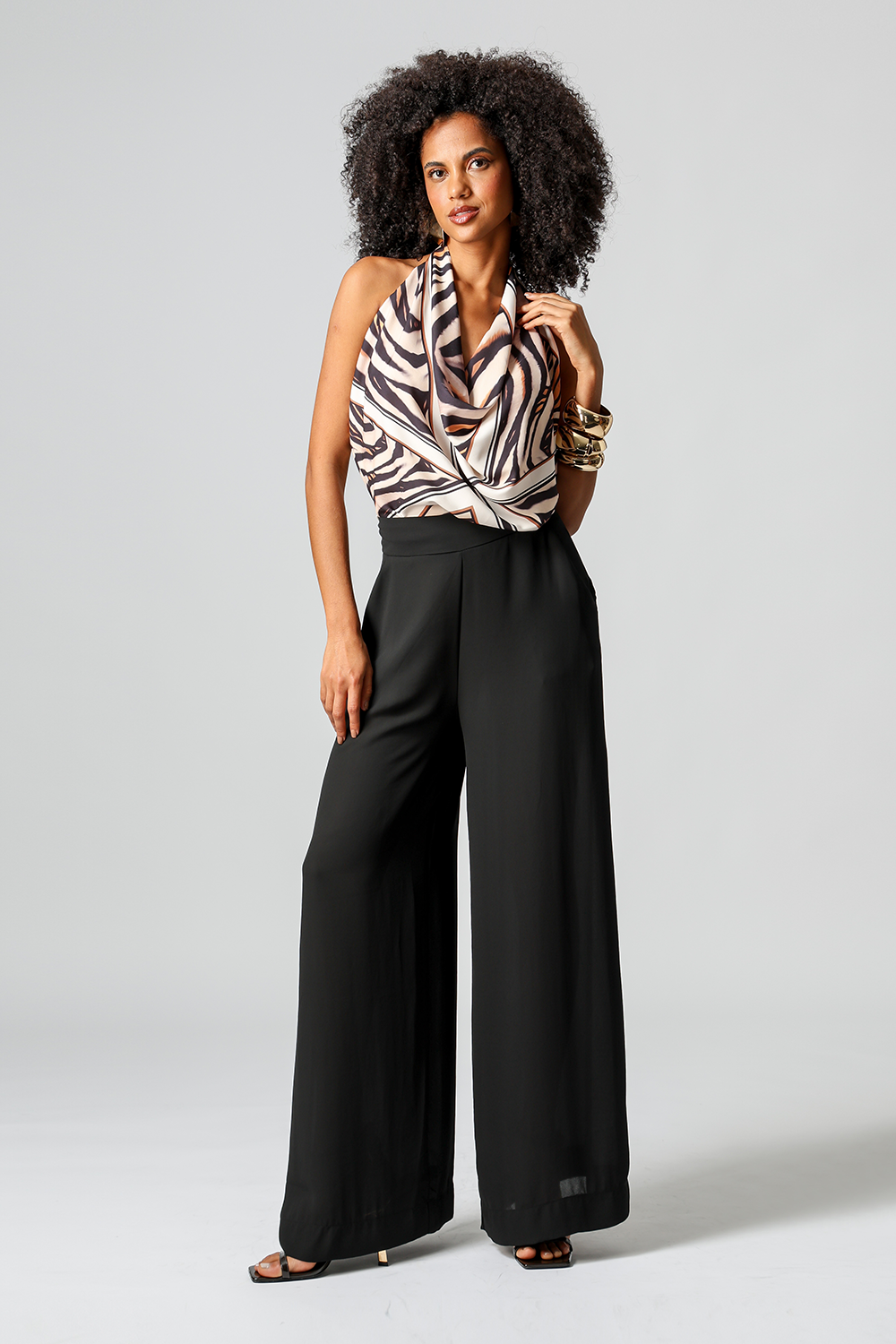 Blusa Frente Única Degagê Estampada - PRETO 2096