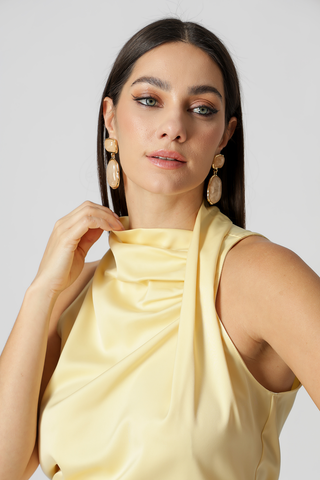 Blusa Decote Drapeado - AMARELO CL