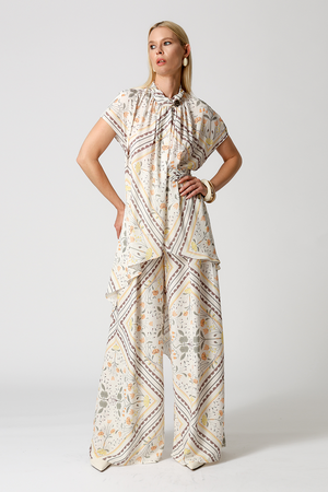 Blusa Moulet Estampada Transpassada - LARANJA 1220