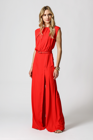 Macacão Com Blusa Balonê - VERMELHO
