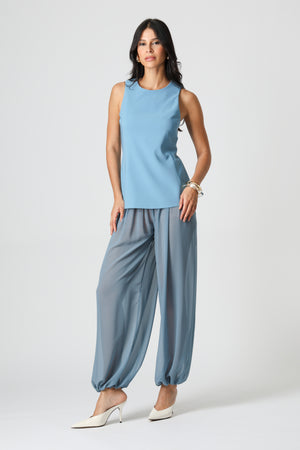 Blusa Túnica Alfaiataria Com Recortes - DENIM