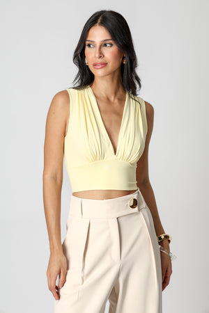 Blusa Cropped Decote V - AMARELO CL