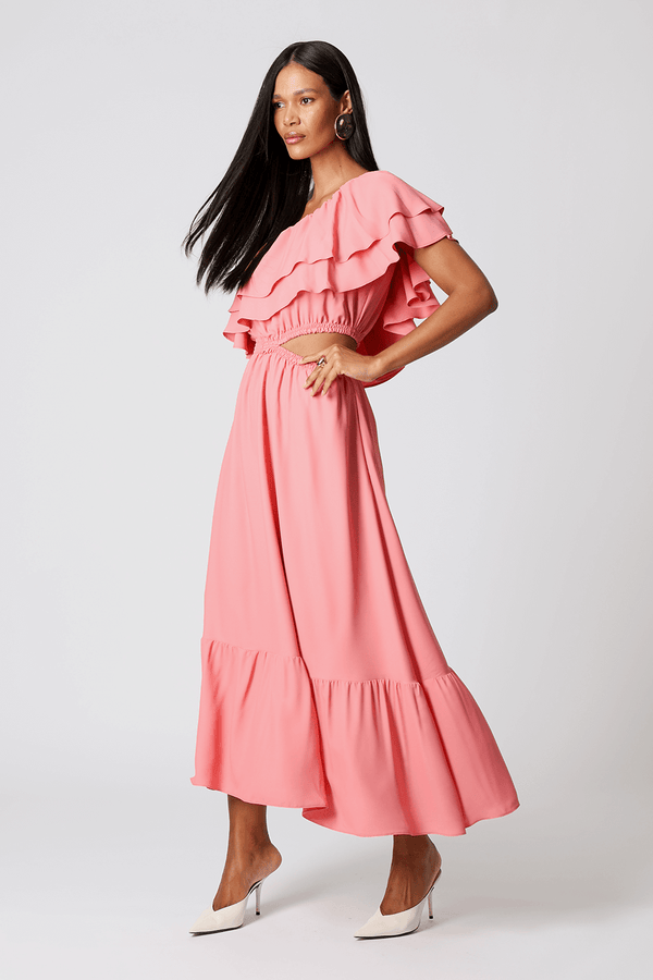 Vestido Com Babados e Abertura Lateral - ROSA