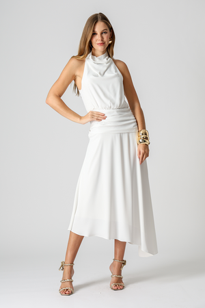 Vestido Degagê Assimétrico - OFF WHITE