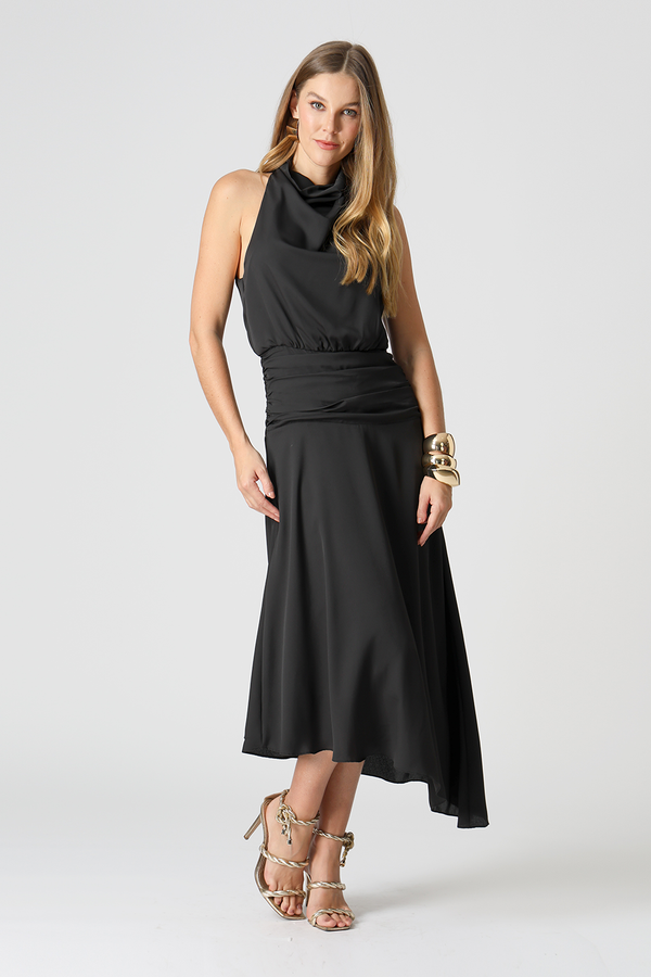 Vestido Degagê Assimétrico - PRETO