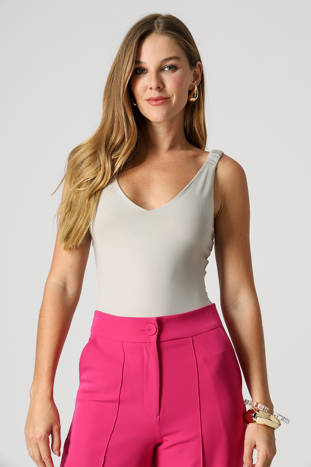 Body Alça Franzida - GELO ESC