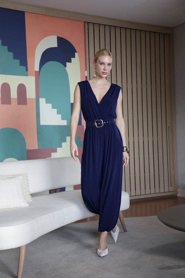 Macacão Transpassado Com Cinto