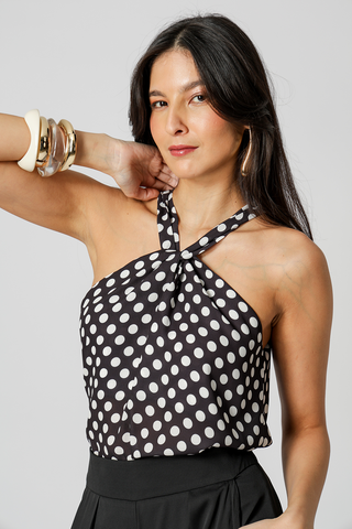 Blusa Com Torção Estampada - PRETO 7204