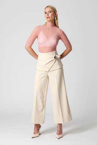 Blusa Em Tule Manga Curta - ROSE