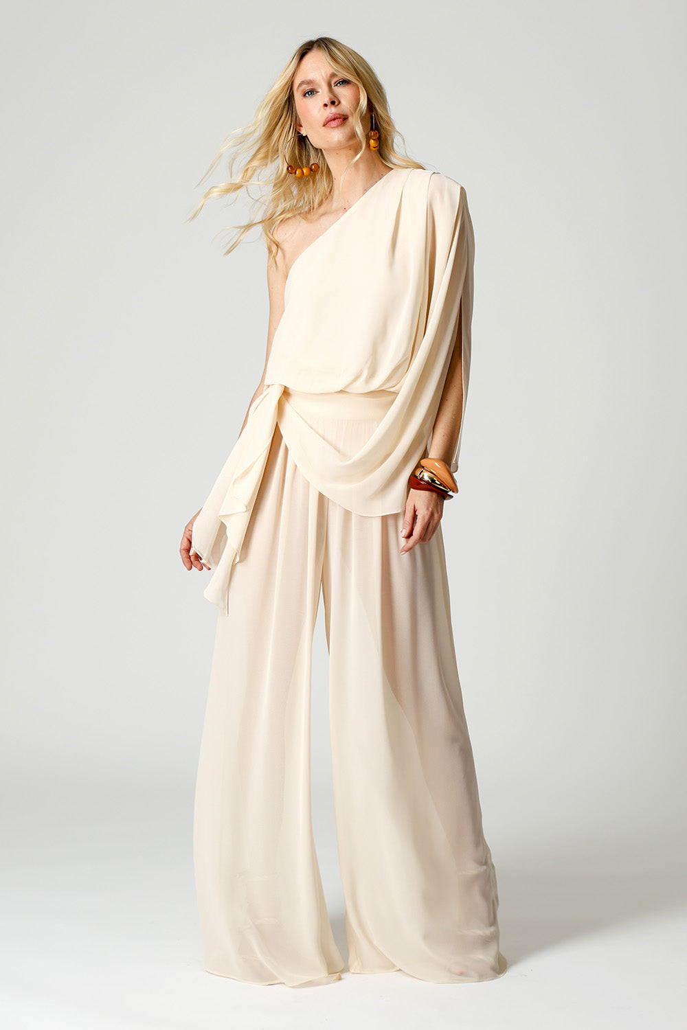 Calça Pantalona Com Pala Curva