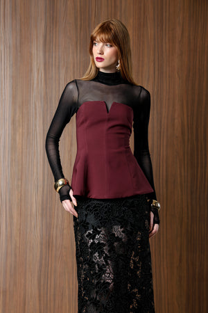 Blusa Strapless Com Decote V Em Alfaiataria