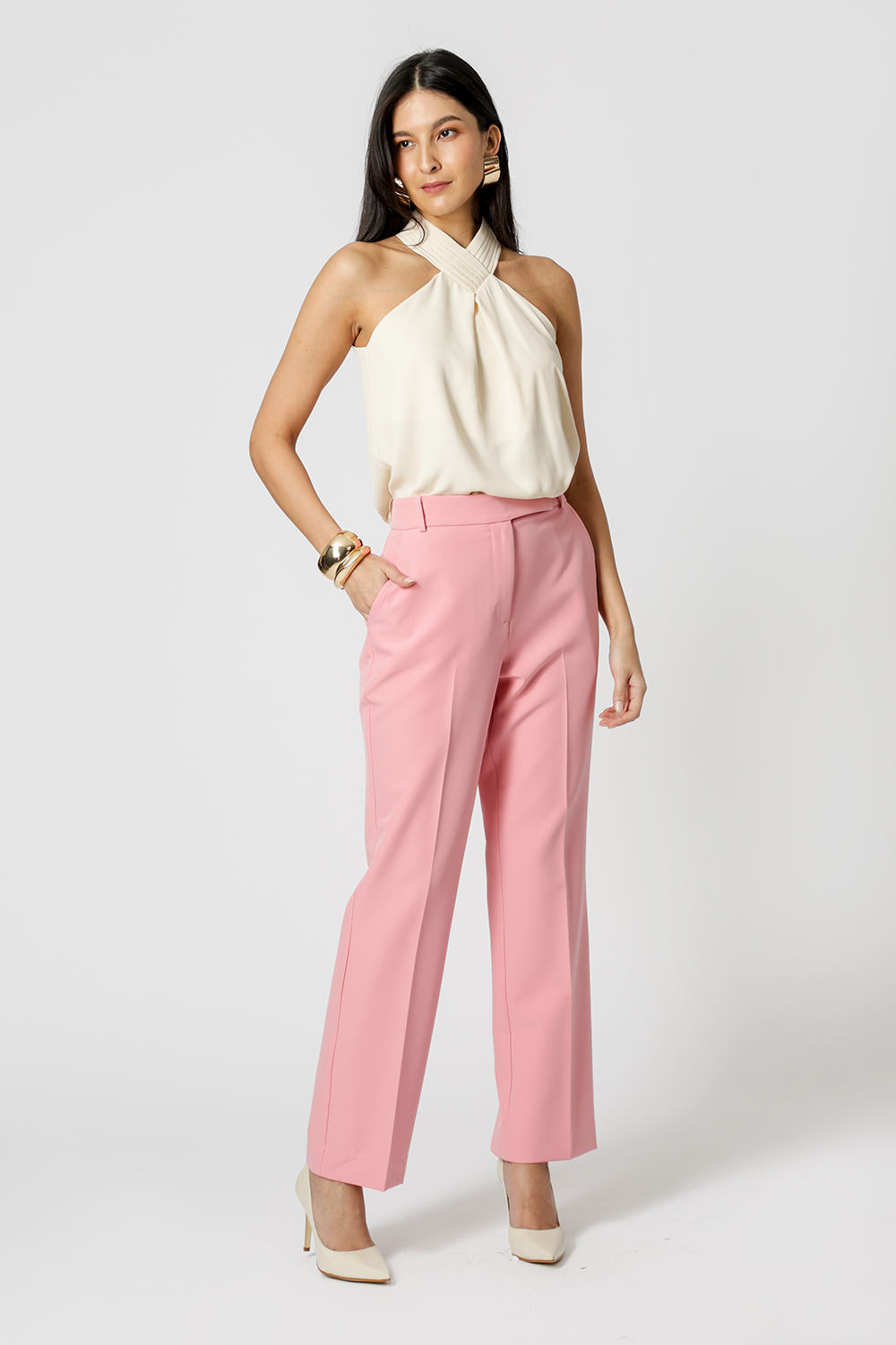 Calça Reta Cós Minimalista - ROSA
