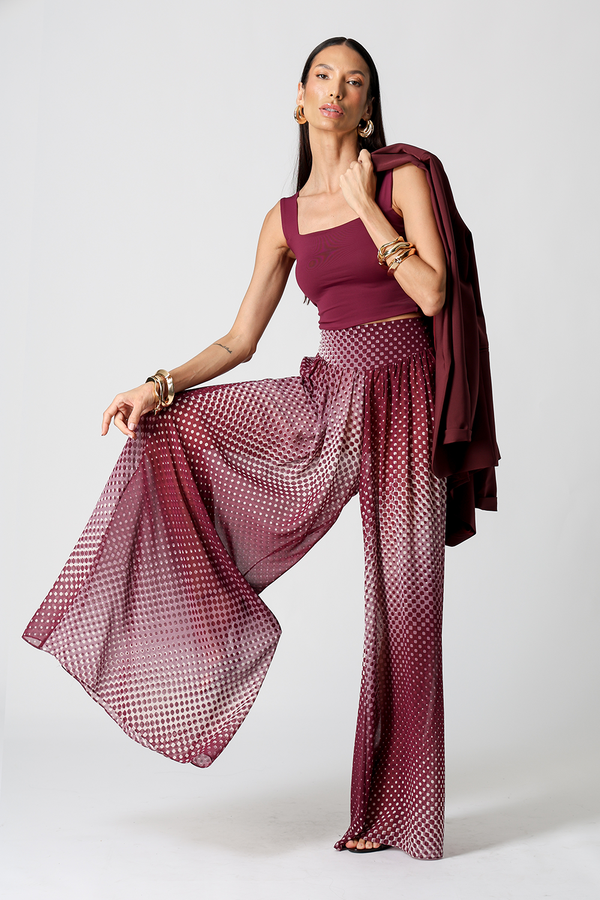 Calça Pantalona Chiffon Glass