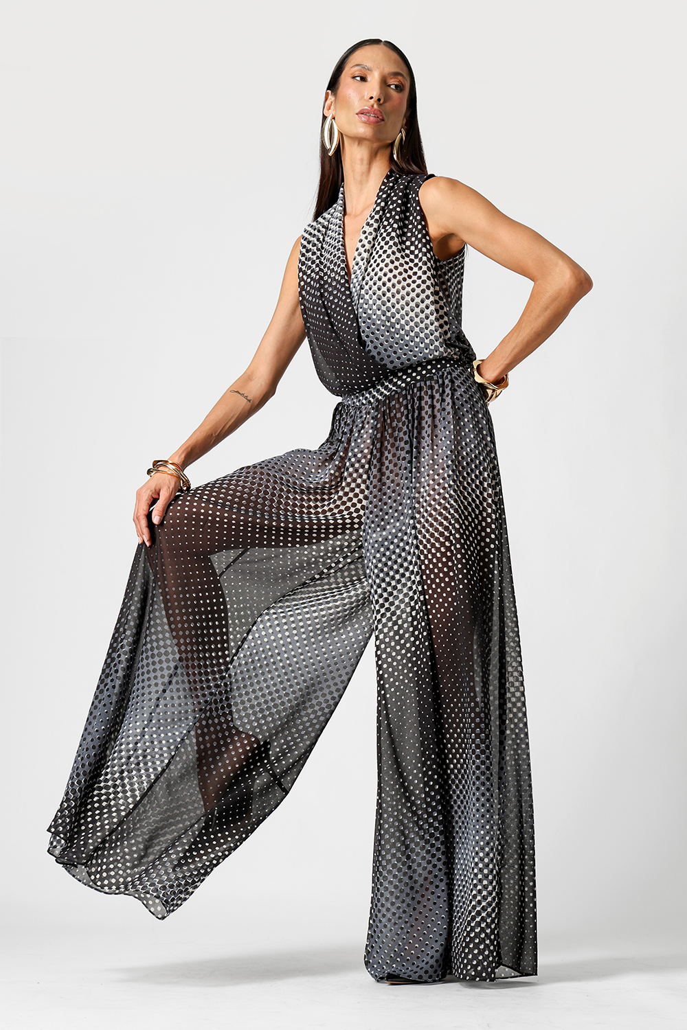 Calça Pantalona Chiffon Glass