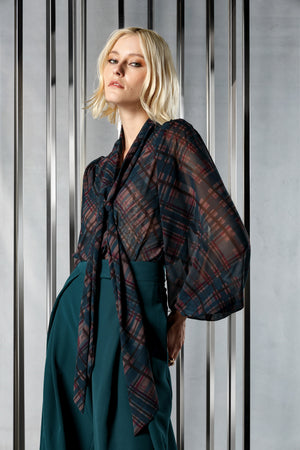 Blusa Chiffon Glass Estampada Com Faixa