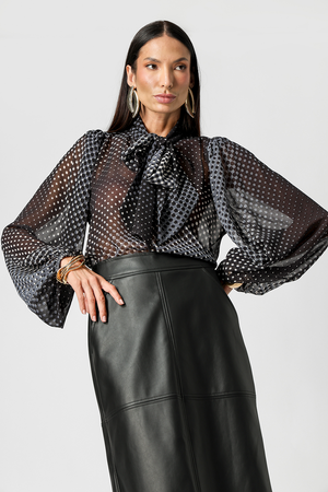 Blusa Chiffon Glass Estampada Com Faixa