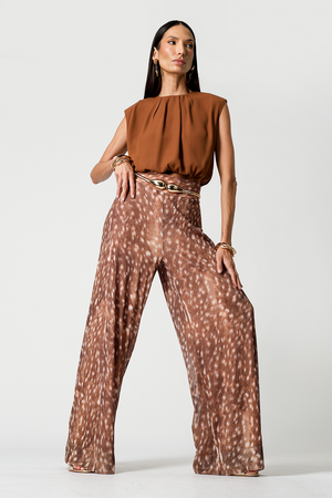 Calça Pantalona Estampa Bambi