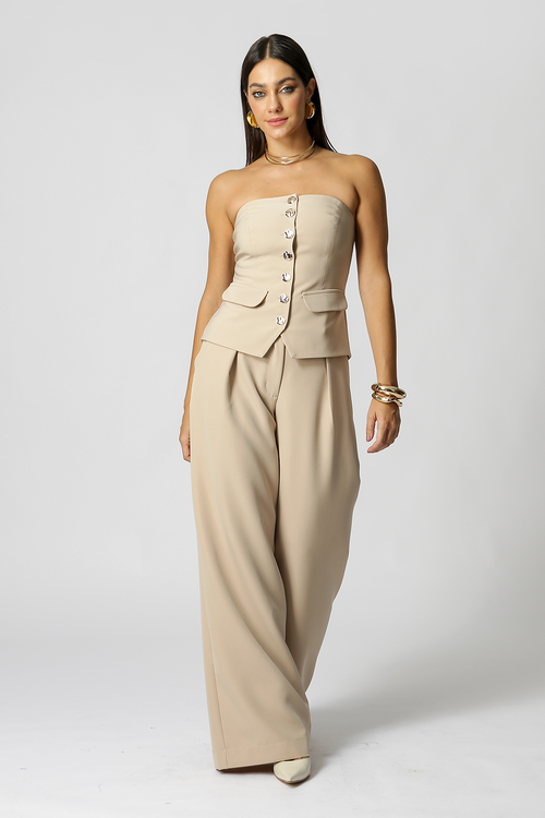 Blusa strapless Com Botões
