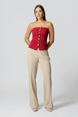 Blusa strapless Com Botões