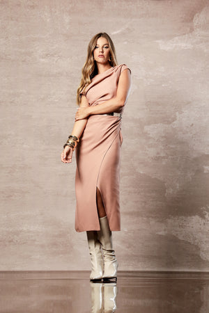 Vestido asimétrico con pliegues - TELHA CL