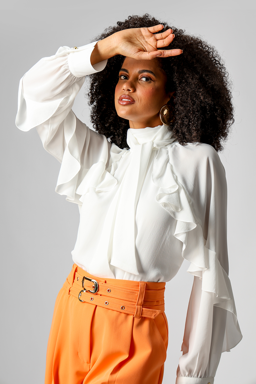 Blusa Ampla Com Babados - OFF WHITE