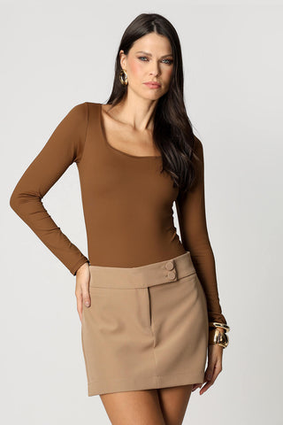 Body Com Decote Quadrado - MARROM