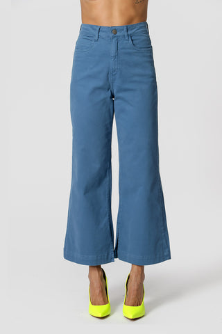 Calça Cropped Abertura Barra - DENIM