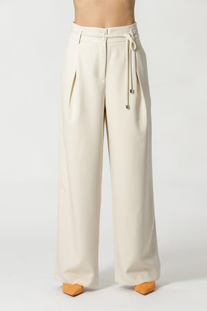 Calça Pantalona Com Cinto De Tira - GELO