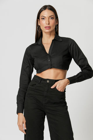 Camisa Cropped - PRETO