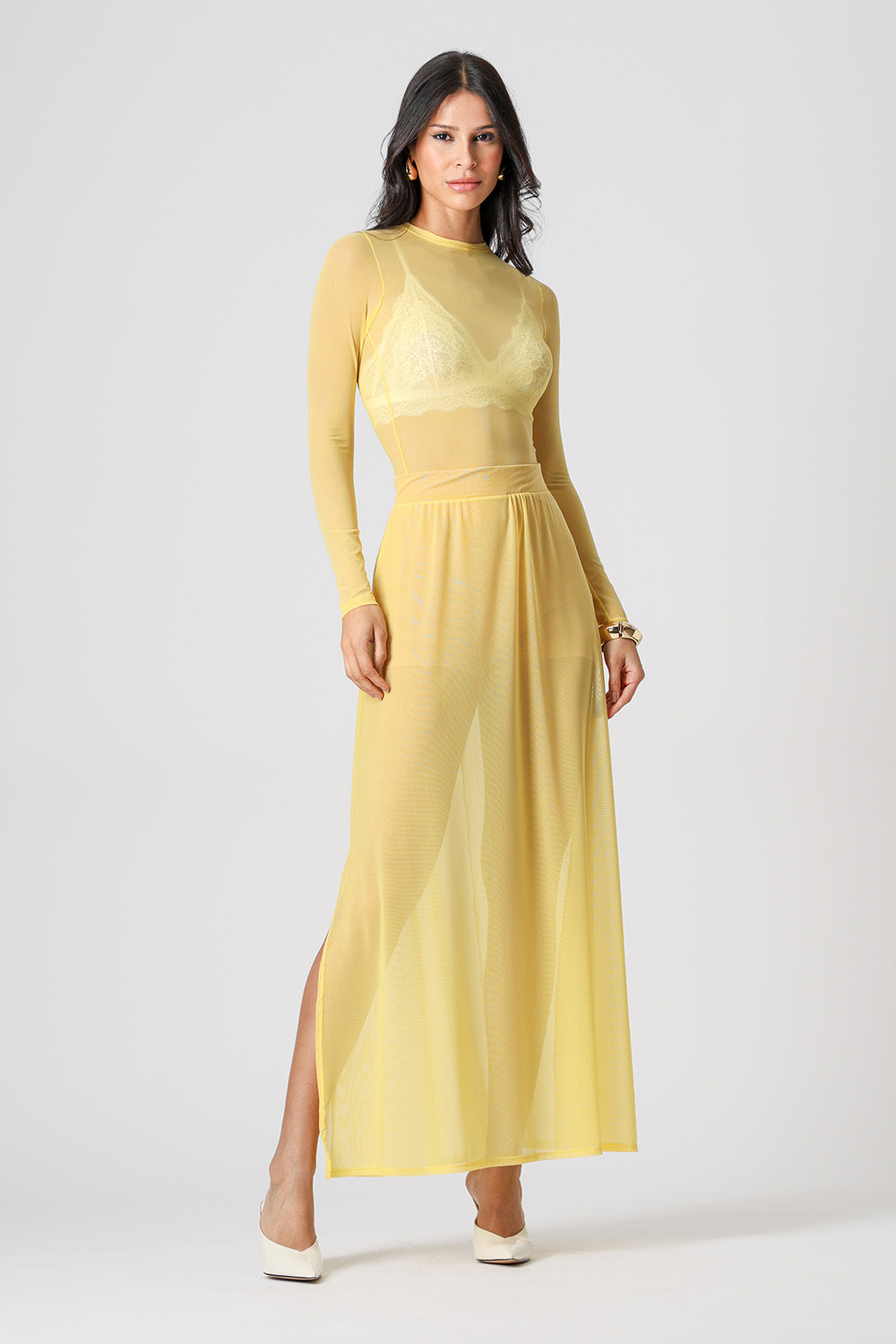 Blusa De Tule Longa - AMARELO