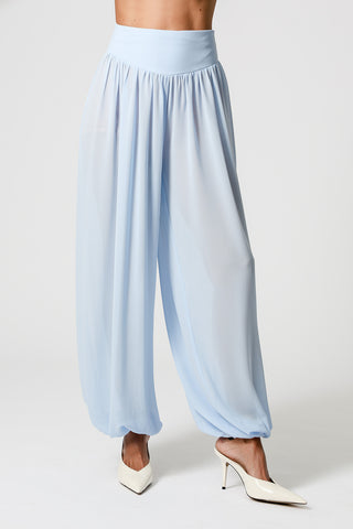 Calça Aladim Em Chiffon Glass - AZUL CLARO