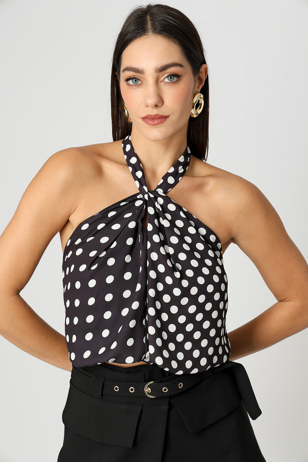 Blusa Frente Única Com Passante De Metal - PRETO 7203