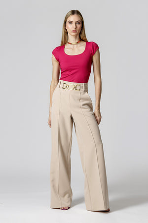 Blusa de escote cuadrado con hombros fruncidos - VINO 1