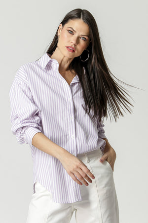 Camisa Ampla Listrada - LILAS CL 90131