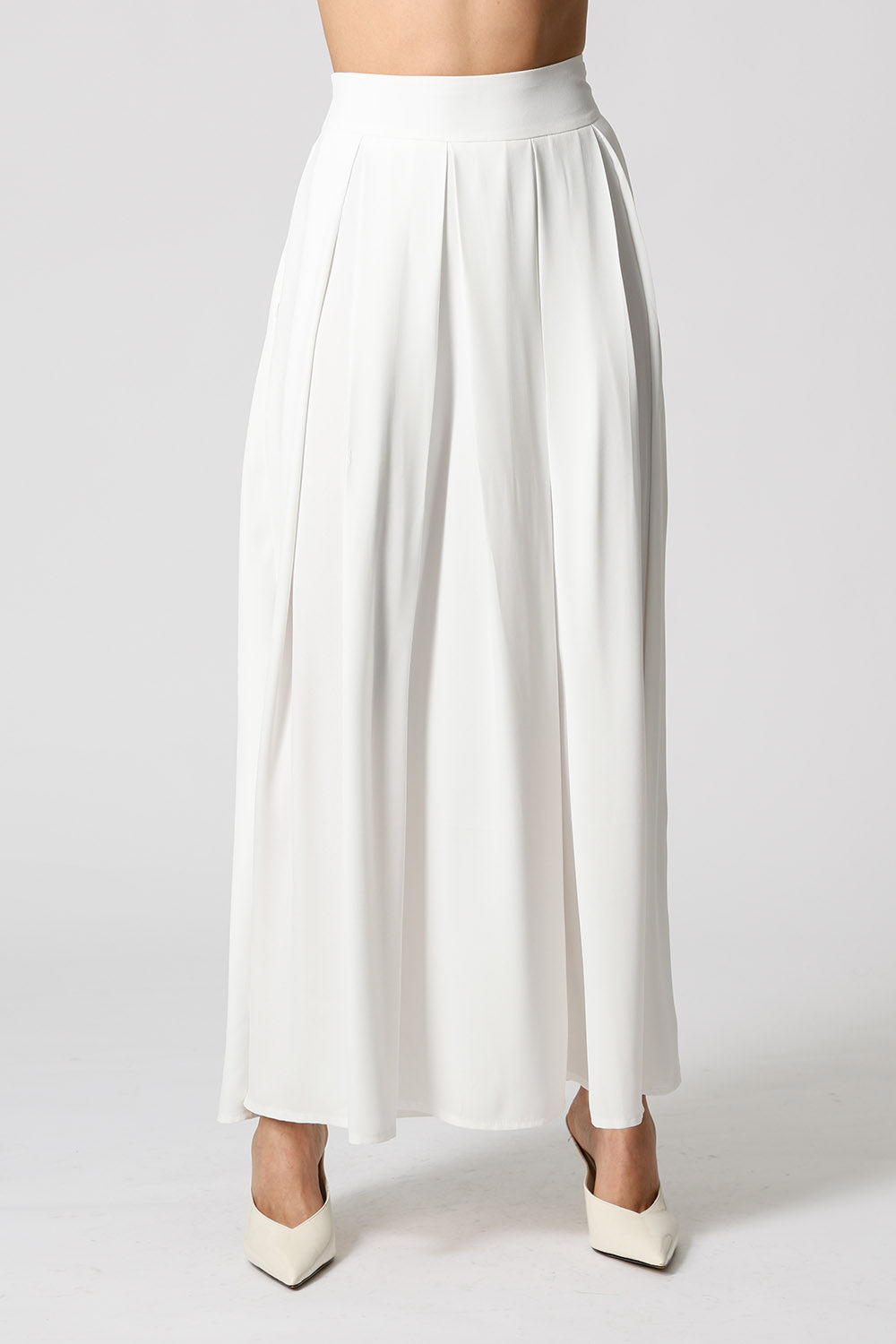 Saia Midi Com Pregas - OFF WHITE