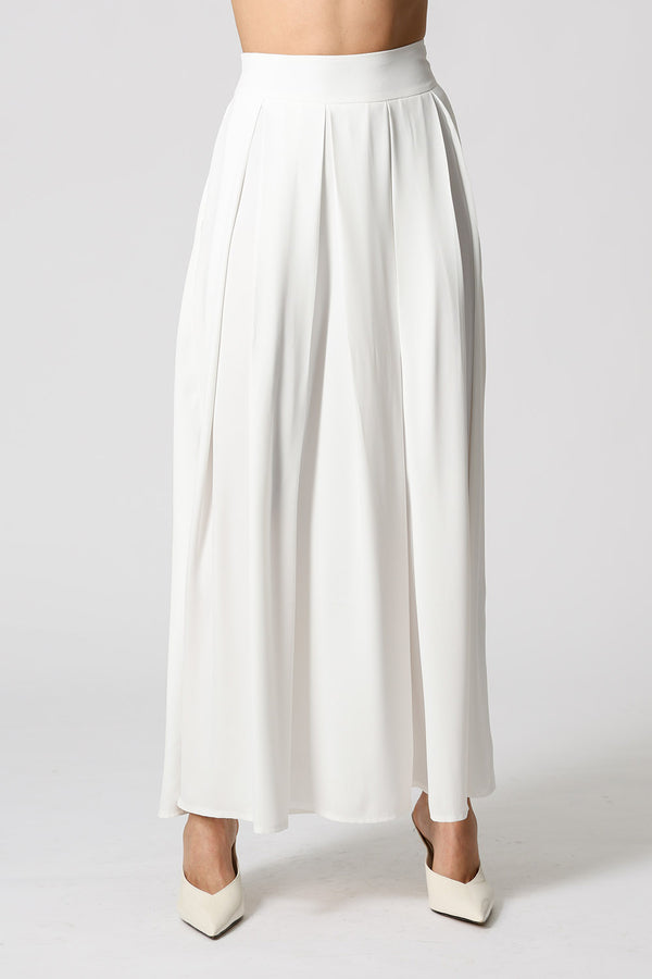 Saia Midi Com Pregas - OFF WHITE