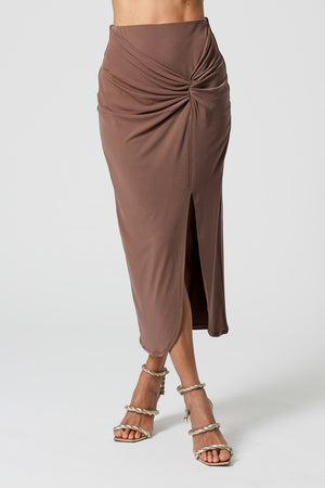 Saia Com Twist Frontal - MARROM