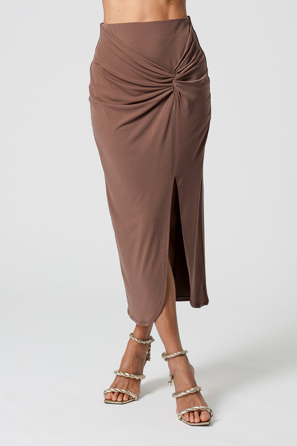 Saia Com Twist Frontal - MARROM