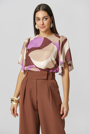 Blusa Estampada Manga Angel - AREIA 7206