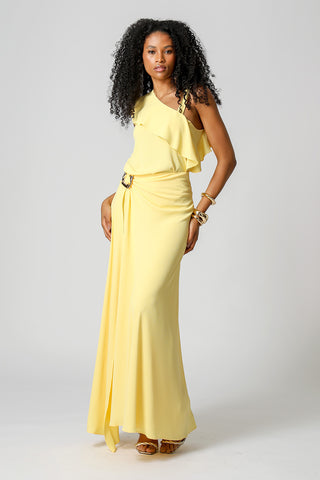 Blusa Com Babado e Alça Removível - AMARELO
