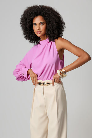 Blusa Assimétrica De Ombro Único - LILAS CLARO