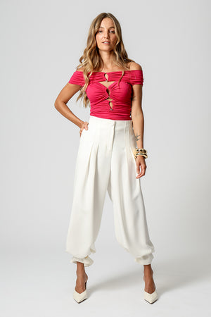 Blusa Drapeada Com Acessórios - PINK