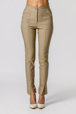 Calça Skinny Com Recortes - KAKI ESC