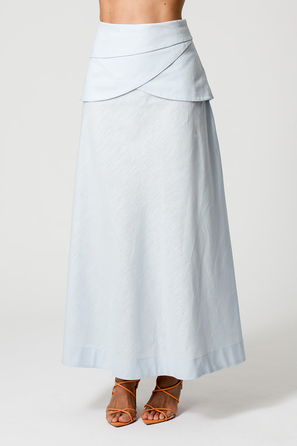 Saia Com Palas Sobrepostas - AZUL CLARO