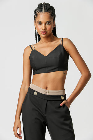 Blusa Cropped Com Alça Dupla - PRETO