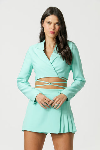 Blazer Cropped Com Tira - VERDE AGUA