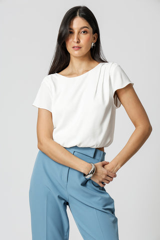 Blusa Balonê Com Pregas - OFF WHITE