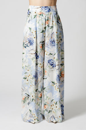 Calça Pantalona Estampada - AZUL CLARO 1221